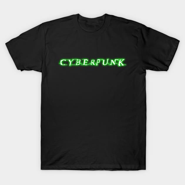 Green and Glitchy Retro Cyberpunk T-Shirt by EpicEndeavours